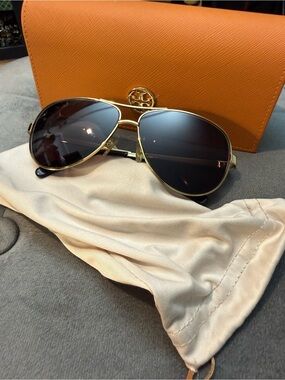 Tory Burch Gold Frame Aviator Prescription Sunglasses